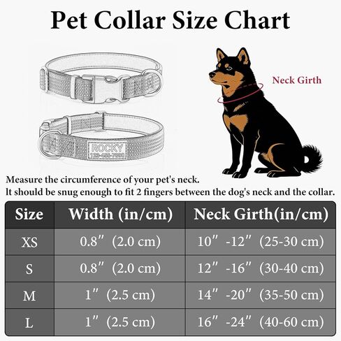 Personalized Dog Collars with Name & Phone Number, Reflective Adjustable Nylon Customized Dog Collar with Neoprene Padding, Quick Release Buckle, for Puppy Small Medium Large Dogs in Kuwait