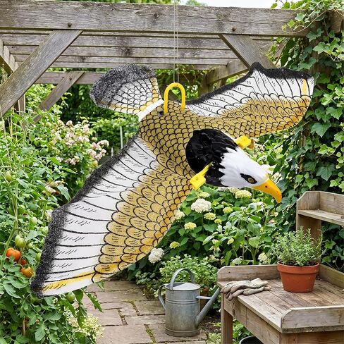Falcon Bird Scarer, Realistic Sound Deterrent for Effective Bird Control, Hanging Eagle Decoy, Weatherproof Solar-Powered Design, for Gardeners, Farmers, Parks, Farms, Backyards, O in Saudi Arabia