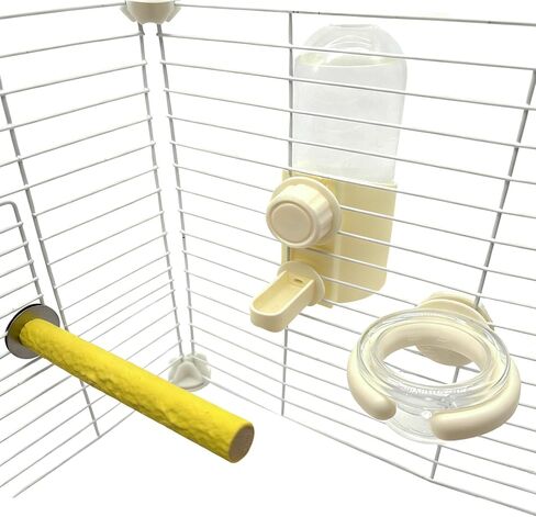 Parrot Water Feeder Bird Water Bottle Parrot Food Feeder with Perch Stand Bird Cage Accessories for Parakeet Budgie Lovebirds Cockatiel in Kuwait