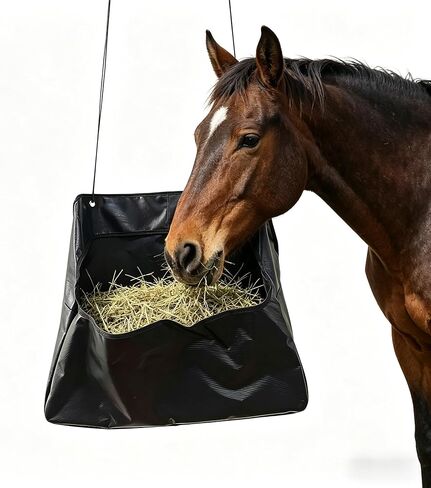 Large Hanging Grass Bag, Tear Resistant Feeding Pouch, Portable Feed Container for Horse Cow Sheep Farm Stable in Kuwait