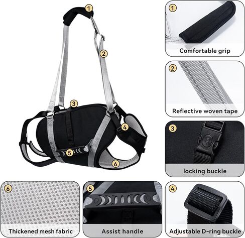 Dog Lift Harness for Senior & Injured Pets, Full Body Support Rehabilitation Dog Sling Carrier with Handles, Front/Rear Leg Assist for Arthritis, Hip Dysplasia & Post-Surgery Recovery XXL in Kuwait