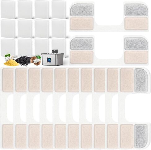 24 Pack Replacement Filters for FEELNEEDY Cat Water Fountain (FN-W17) - 108oz/3.2L Pet Water Fountain, 12 Pack Filters + 12 Pack Pump Sponges in Kuwait