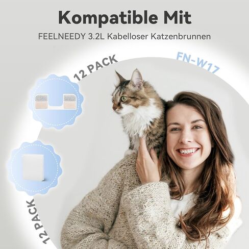 24 Pack Replacement Filters for FEELNEEDY Cat Water Fountain (FN-W17) - 108oz/3.2L Pet Water Fountain, 12 Pack Filters + 12 Pack Pump Sponges in Kuwait
