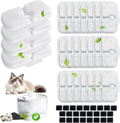 50 Packs for Petlibro Cat Water Fountain Filters Replacement, Compatible with Cat Water Fountain PLWF005 PLWF105 PLWF115 (25 Replacement Water Filters + 25 Pre-Filter Sponges) in Saudi Arabia