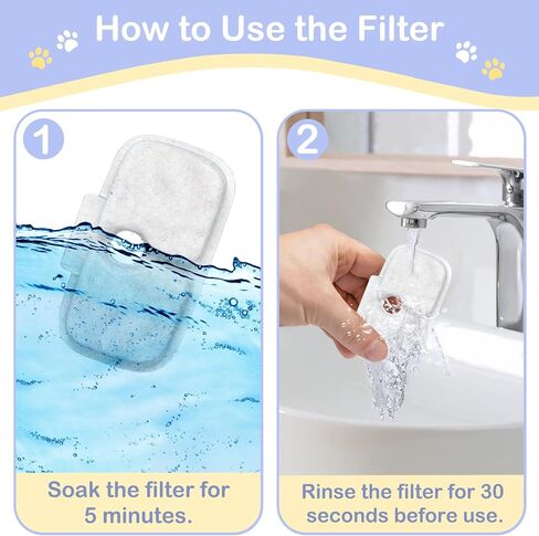 50 Packs for Petlibro Cat Water Fountain Filters Replacement, Compatible with Cat Water Fountain PLWF005 PLWF105 PLWF115 (25 Replacement Water Filters + 25 Pre-Filter Sponges) in Saudi Arabia