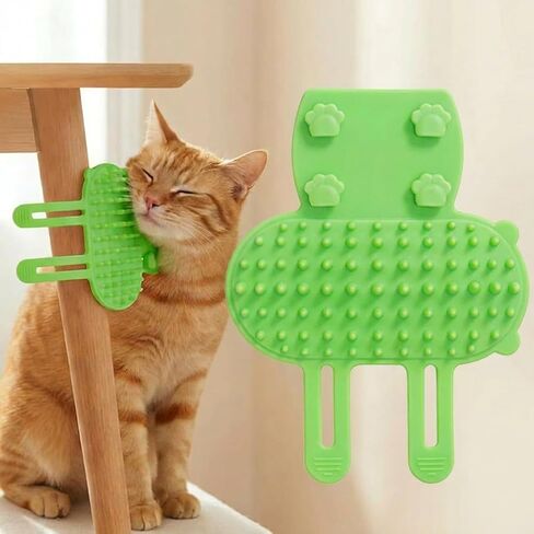 1pc Cat Self Groomer, Silicone Soft Wall Corner Massage Brush with Adjustable Straps, Interactive Scratcher Comb for Indoor Cats & Kittens, Table Leg & Cage Furniture Protector (Black) in Kuwait