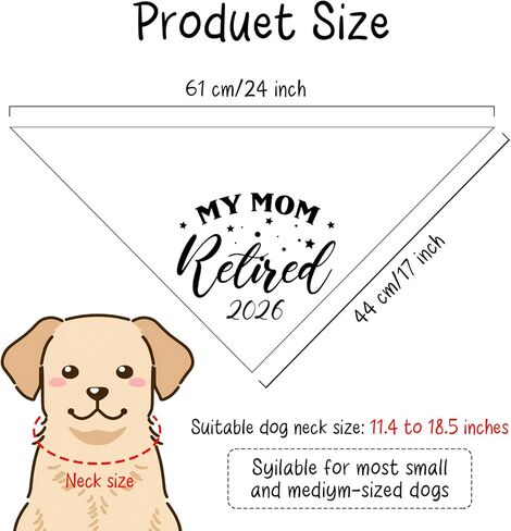 My Mom Retired 2026 Dog Bandana Retirement Gifts Adjustable Pet Scarf for Large Medium Small Dogs Retirement Photo Prop Accessories for Women Dog Mother Retired in Kuwait