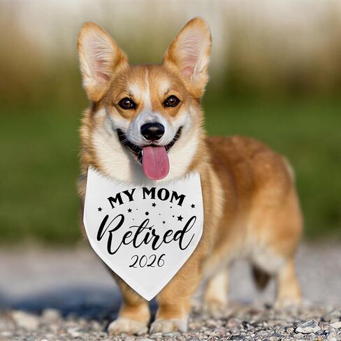 My Mom Retired 2026 Dog Bandana Retirement Gifts Adjustable Pet Scarf for Large Medium Small Dogs Retirement Photo Prop Accessories for Women Dog Mother Retired in Kuwait
