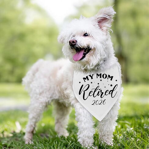 My Mom Retired 2026 Dog Bandana Retirement Gifts Adjustable Pet Scarf for Large Medium Small Dogs Retirement Photo Prop Accessories for Women Dog Mother Retired in Kuwait