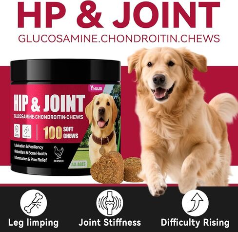 Hip and Joint Supplement for Dogs, Advanced Glucosamine for Dogs Vet-Formulated with Chondroitin, Msm,Omega 3, Pet Joint Health Support Mobility for All Puppy, Adult & Large Breed & Senior Dog in Kuwait