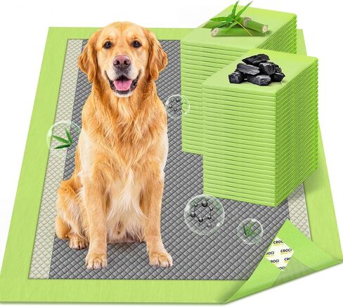 CROCI Dog Pads Extra Large, 28"x34" Pee Pads for Dogs, 2X Odor-Control with Charcoal & Bamboo Material, 4-Corner Adhesive Tabs, Super Absorbent & Leak-Proof, Disposable (40 Counts) in Saudi Arabia