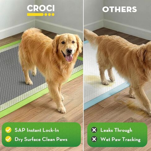 CROCI Dog Pads Extra Large, 28"x34" Pee Pads for Dogs, 2X Odor-Control with Charcoal & Bamboo Material, 4-Corner Adhesive Tabs, Super Absorbent & Leak-Proof, Disposable (40 Counts) in Saudi Arabia