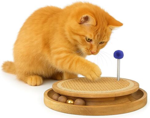 Cat Scratching Pads Interactive Cat Toys Natural Sisal Toys with Interactive Play Balls – Indoor Cat Scratcher Post for Furniture Protection, Exercise & Stress Relief 12.5 x 12.5 x 3 in Kuwait