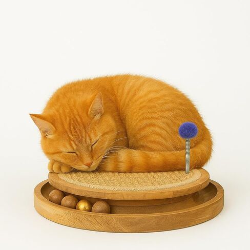 Cat Scratching Pads Interactive Cat Toys Natural Sisal Toys with Interactive Play Balls – Indoor Cat Scratcher Post for Furniture Protection, Exercise & Stress Relief 12.5 x 12.5 x 3 in Kuwait