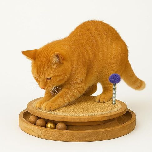 Cat Scratching Pads Interactive Cat Toys Natural Sisal Toys with Interactive Play Balls – Indoor Cat Scratcher Post for Furniture Protection, Exercise & Stress Relief 12.5 x 12.5 x 3 in Kuwait