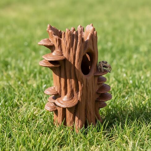 Natural Log Hideout for Jumping Spiders - Magnetic Terrarium Decoration, 2-in-1 Enclosed & Hollow Shelter for Jumping Spider Habitat in Kuwait