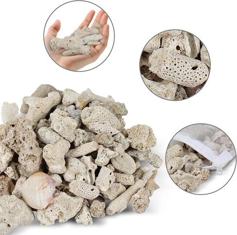 1.1lb/500g Crushed Coral for Freshwater Aquarium, Natural Filter Media to Raise pH with Reusable Media Bag in Kuwait