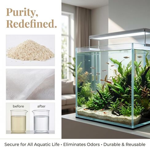 Aquarium Filter Resin for Water Purification, 2 Bags x 300ml, Tannin Remover, Odor Eliminator for Crystal Clear Water (2) in Kuwait