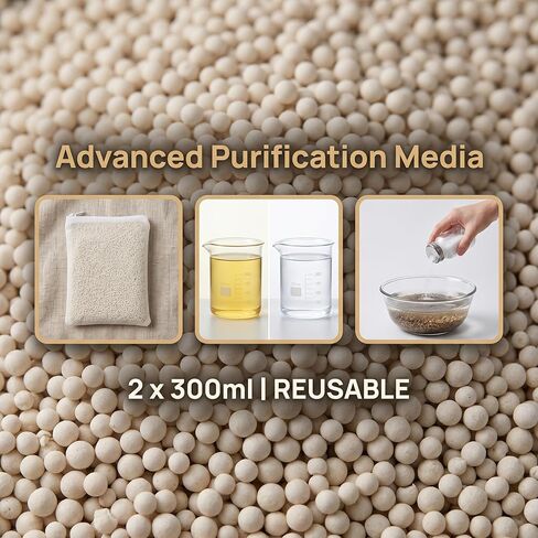 Aquarium Filter Resin for Water Purification, 2 Bags x 300ml, Tannin Remover, Odor Eliminator for Crystal Clear Water (2) in Kuwait