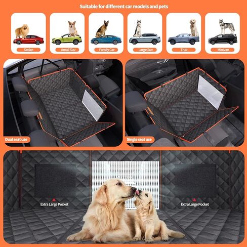 Dog Car Seat Cover for Back Seat, 1seat to 3seats can be Switched at Will. Back Seat Extender with Hard Bottom. 600D Heavy Duty Scratch,Nonslip,Waterproof Dog Hammock for Cars,Trucks and SUVs. in Saudi Arabia