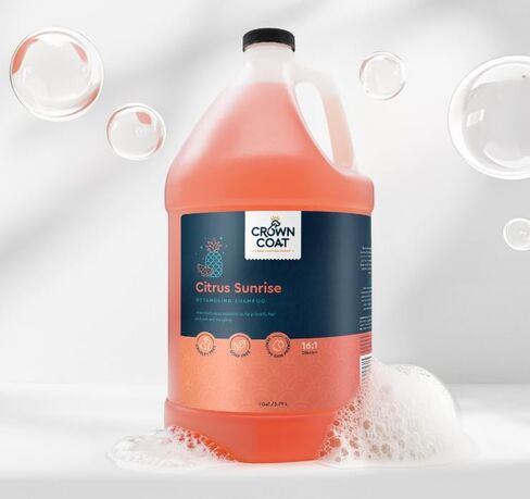 Crown Coat Citrus Sunrise Detangling Dog Shampoo, 1 Gallon - New Long Lasting Fragrance Technology, Professional Grooming Grade, Naturally Derived Ingredients, Aids in Detanging Knots and Tangles in Kuwait