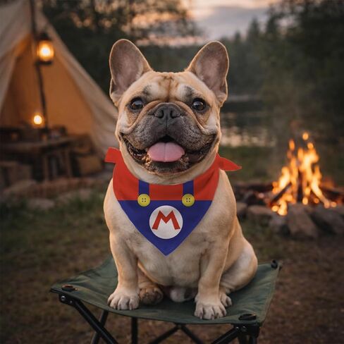 Funny Gamers Themed Dog Bandanas, Mushroom Adjustable Triangle Pet Scarf, Cartoon Characters Pet Costumes Bandana, Adjustable Comfortable Triangle Dog Scarf for Small Medium Dogs 01 in Kuwait