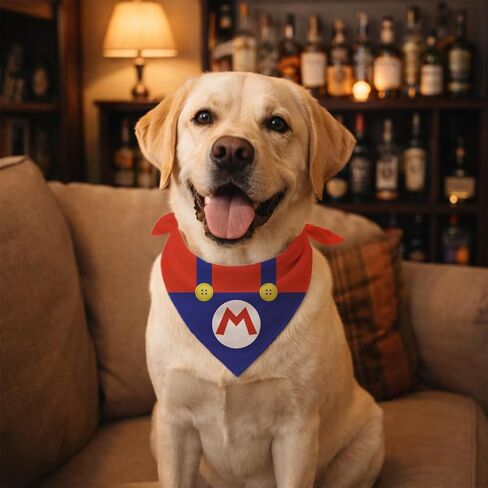 Funny Gamers Themed Dog Bandanas, Mushroom Adjustable Triangle Pet Scarf, Cartoon Characters Pet Costumes Bandana, Adjustable Comfortable Triangle Dog Scarf for Small Medium Dogs 01 in Kuwait