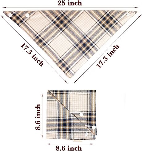 Fall 5PCS Dog Bandanas with Button - Autumn Thanksgiving Thick Triangle Bibs Dual Layer Soft Cotton Scarf for Small Medium Large Boy Girl Puppy Cat Pet Plaid Kerchief Halloween Costumes Outfits in Kuwait