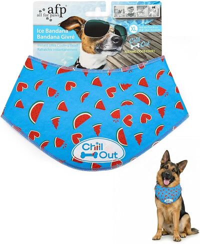 AFP Dog Cooling Bandana, Adjustable Instant Cooling Neck Wrap for Large Dogs, Reusable Breathable Dog Cooling Scarf for Hot Summer, Blue (XL: Neck Girth 20.8-24.4 Inch) in Kuwait