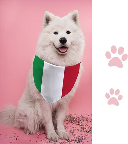 JXGZSO 1 Piece Italian Flag Italian Theme Dog Bandana Gift Italian Flag Pet Bandana (Italian Flag Dog) in Kuwait