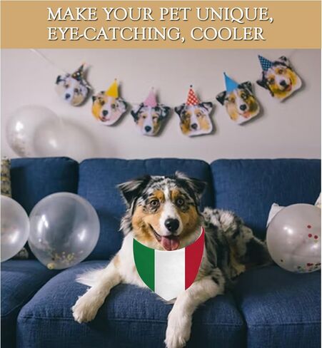 JXGZSO 1 Piece Italian Flag Italian Theme Dog Bandana Gift Italian Flag Pet Bandana (Italian Flag Dog) in Kuwait