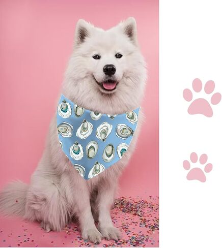 JXGZSO 1 Piece Oyster Triangle Dog Bandana Seafood Patry Dog Scarf Oyster Lovers Gift (Oyster Bandana) in Kuwait