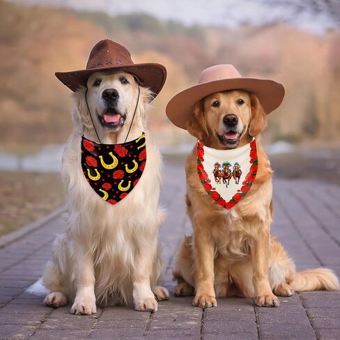Whaline 4Pcs Derby Day Dog Bandana Triangle Pet Scarf Adjustable Puppy Neckerchief Dog Bib for Horse Racing Party Medium Large Cat Costume Accessories in Kuwait