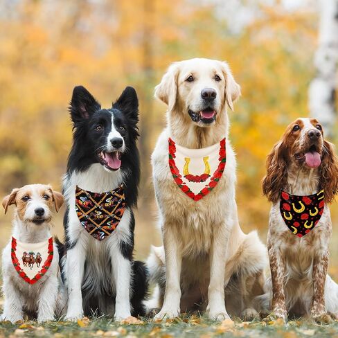 Whaline 4Pcs Derby Day Dog Bandana Triangle Pet Scarf Adjustable Puppy Neckerchief Dog Bib for Horse Racing Party Medium Large Cat Costume Accessories in Kuwait