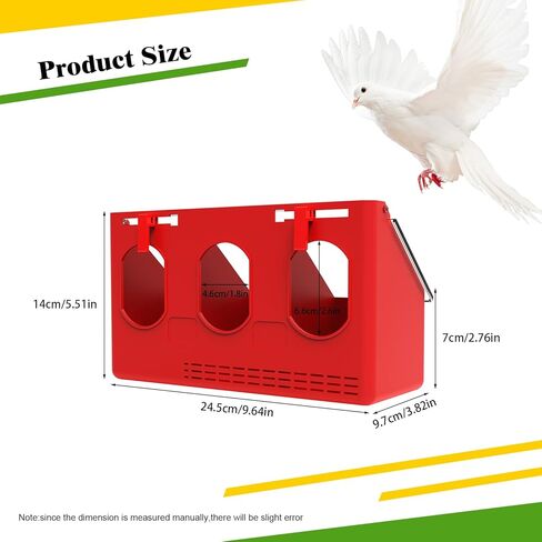1 Piece 3 Holes Red Pigeon Feeder for Cage with Lid (Red, 3 Holes) in Saudi Arabia