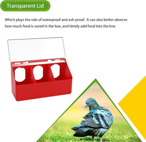 1 Piece 3 Holes Red Pigeon Feeder for Cage with Lid (Red, 3 Holes) in Saudi Arabia