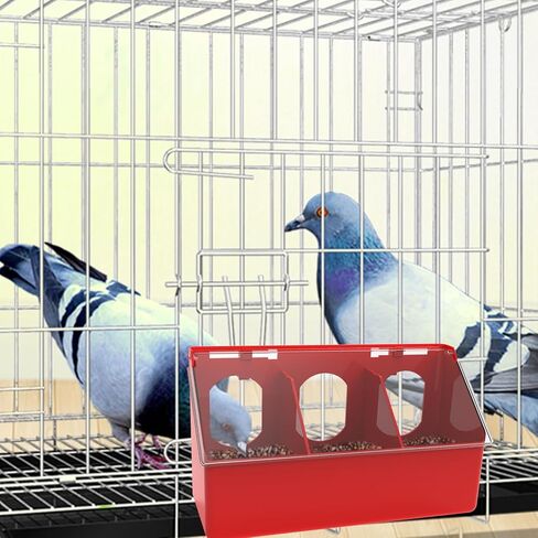 1 Piece 3 Holes Red Pigeon Feeder for Cage with Lid (Red, 3 Holes) in Saudi Arabia