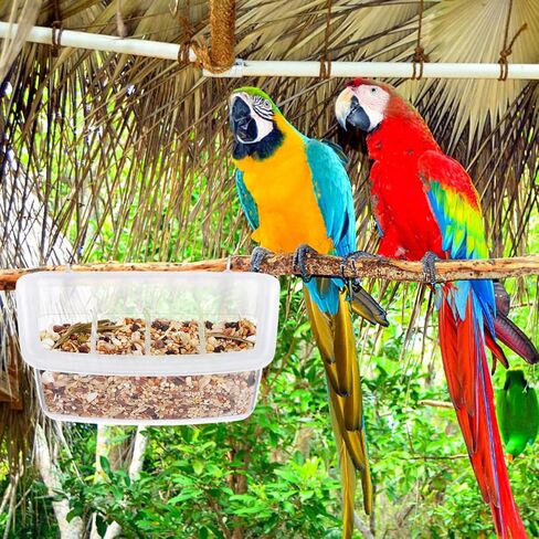 No Mess Bird Feeder 2 Pack Hanging Cage Feeders Transparent Food Water Bowls for Parrot Pigeon Finch Cockatiel Plastic Feeding Containers for Home in Kuwait