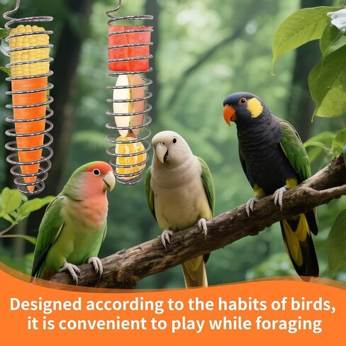 2 Pack Small Bird Millet Spray Holder & Snack Feeder - Hanging Parrot Treat Stand with Cuttlebone & Mineral Block for Beak Exercise, Metal Cage Accessories for Small Parrots & Parakeets Gifts in Kuwait