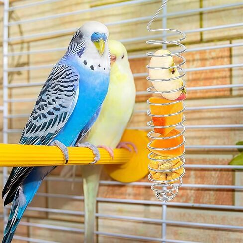2 Pack Small Bird Millet Spray Holder & Snack Feeder - Hanging Parrot Treat Stand with Cuttlebone & Mineral Block for Beak Exercise, Metal Cage Accessories for Small Parrots & Parakeets Gifts in Kuwait