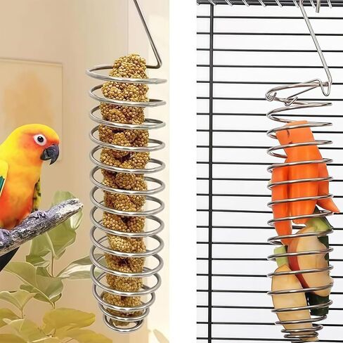 2 Pack Small Bird Millet Spray Holder & Snack Feeder - Hanging Parrot Treat Stand with Cuttlebone & Mineral Block for Beak Exercise, Metal Cage Accessories for Small Parrots & Parakeets Gifts in Kuwait