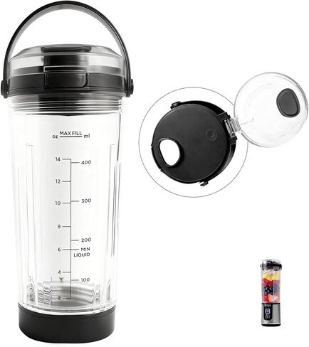 كوب بديل بوزن 18oz لخلاط Ninja Blast المحمول، متوافق مع خلاط Ninja المحمول سلسلة BC100، سلسلة BC151، CL155A، CO155B، مع غطاء رشفة وغطاء سفلي، أزرق in Kuwait