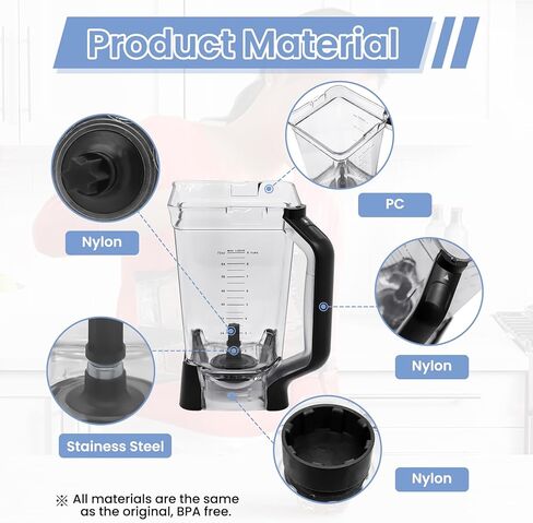 72 oz XL Pitcher Replacement Compatible with Ninja BL660 BL740 Blenders Professional New Model, 72oz Crushing Pitcher Replacement for Ninja BL660A BL660W BL660WM BL663CO BL665QBK BL740C in Kuwait