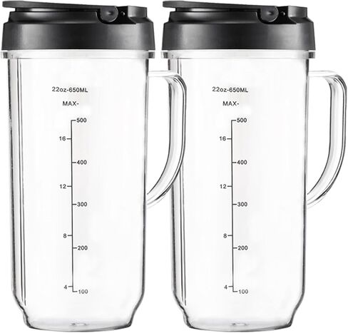 Replacement Cups For Magic Bullet Replacement Parts 22oz Blender Cups compatible with 250W Magic Bullet MB1001 MBR-0701AK (Measured Markings), Tall 22oz Cup Flip-Top Lid, Mug with Handle in Kuwait