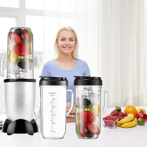 Replacement Cups For Magic Bullet Replacement Parts 22oz Blender Cups compatible with 250W Magic Bullet MB1001 MBR-0701AK (Measured Markings), Tall 22oz Cup Flip-Top Lid, Mug with Handle in Kuwait