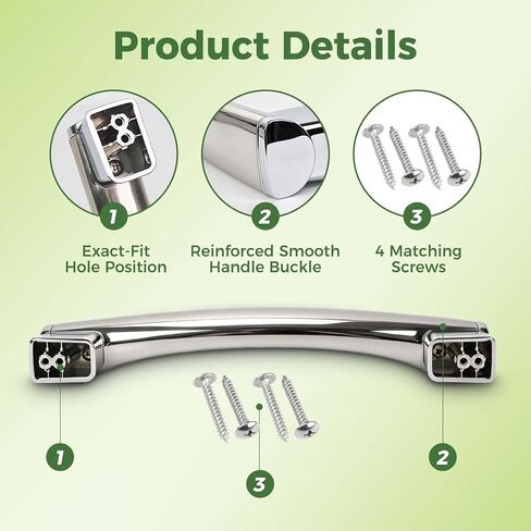 WB15X26821 Microwave Door Handle, Compatible with GE Microwave JVM6175SK2SS JVM7195SK3SS JVM6175SK1SS PS11736302, Silver with 4 Screws in Kuwait