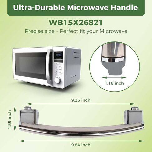 WB15X26821 Microwave Door Handle, Compatible with GE Microwave JVM6175SK2SS JVM7195SK3SS JVM6175SK1SS PS11736302, Silver with 4 Screws in Kuwait