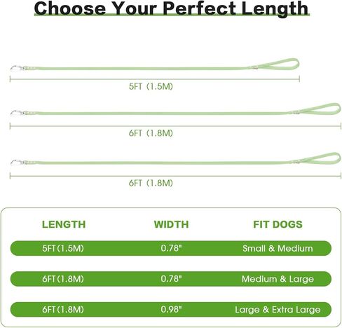 Waterproof Dog Leash with Carabiner, Prevents tangling and is Easy to Clean. Durable Dog Leash, Suitable for Large, Medium and Small Dogs, 5ft/6ft in Kuwait