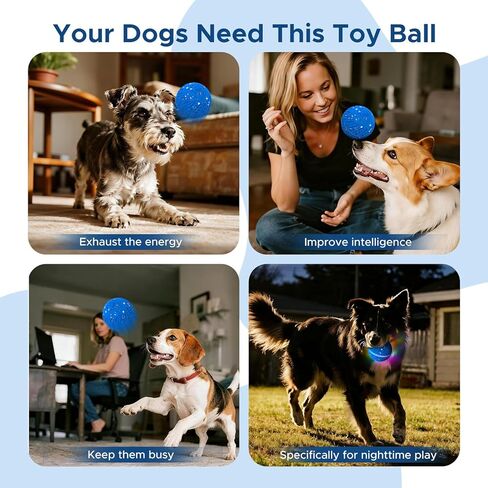 Dog Toys for Small Medium Dog to Keep Them Busy, Smart Interactive Dog Toys, Automatic Moving Bouncy Dog Balls 3-Modes with Lights, Motion Activated Rolling Dog Balls, Mental Stimulation, E-TPU Blue in Saudi Arabia