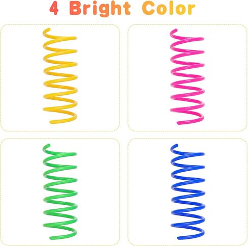 120 Pack Colorful Cat Springs Toys Pet Wide Cat Plastic Coil Spiral Springs for Cat Kitten Pets Swatting Biting Hunting Active Play in Kuwait